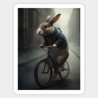 Funny Rabbit Riding a Bicycle Sticker